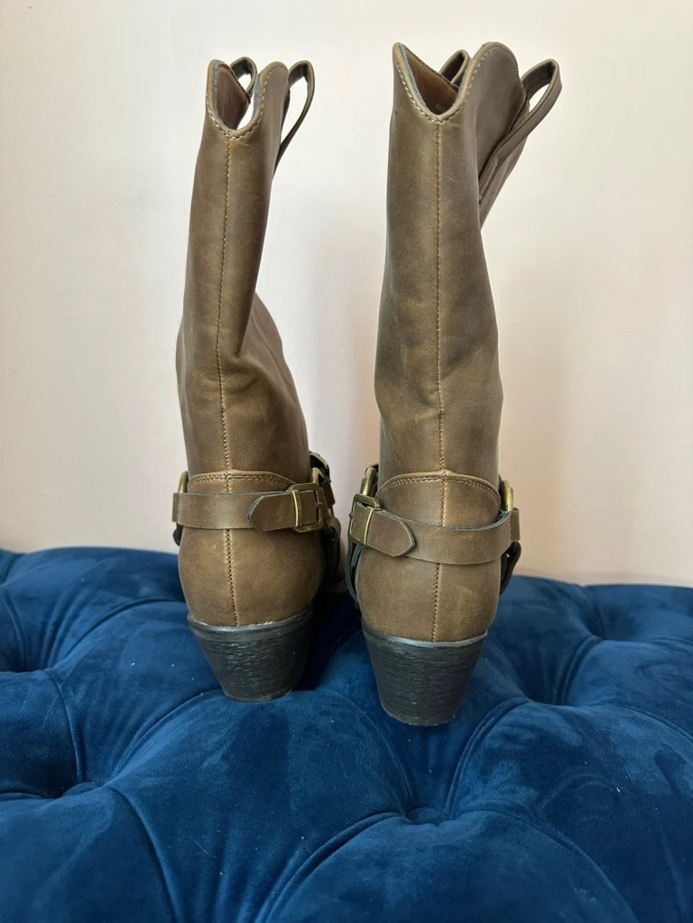 Call It Spring Classic Brown Vegan Leather Western Boots - Women - Picture 4 of 4